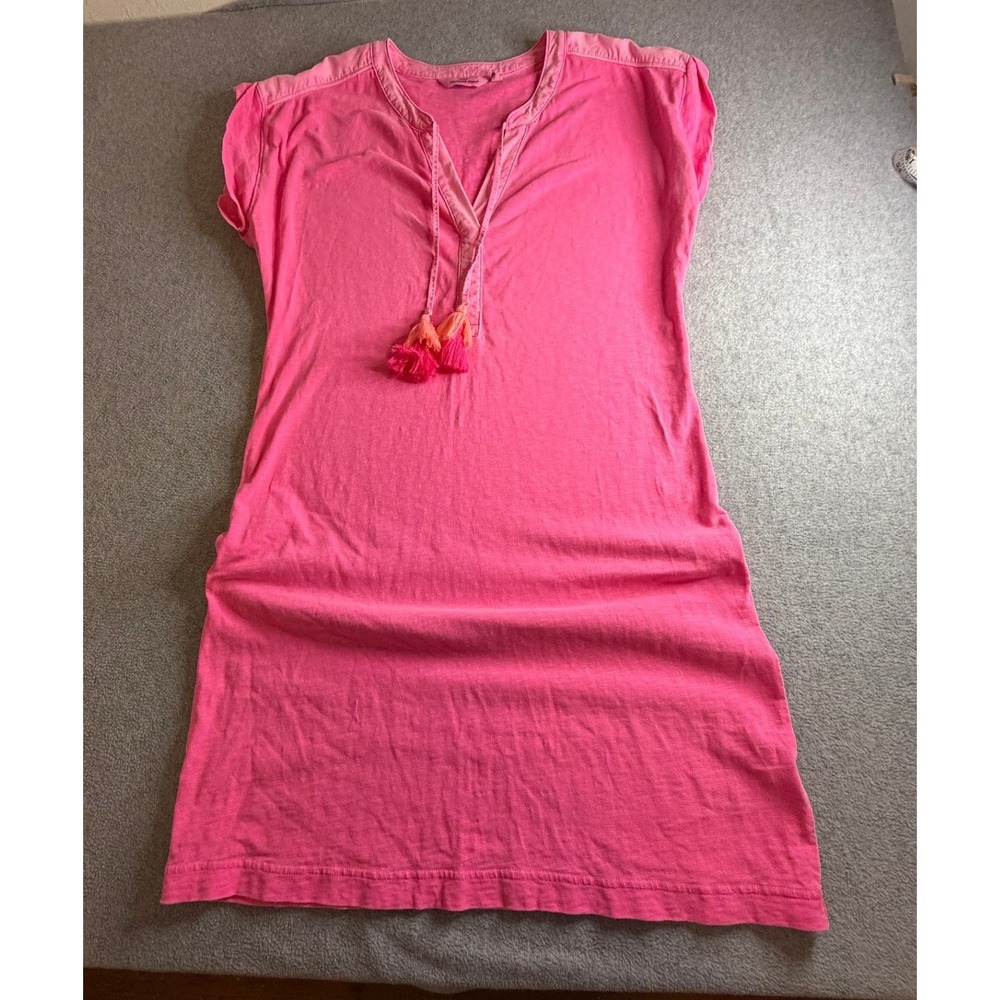 Vineyard Vines Womens Pink Slub Knit Tassel Tie T-Shirt Dress Size Small